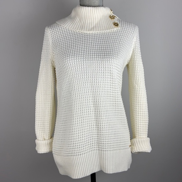 Calvin Klein cream off while pullover knit sweater - Picture 2 of 8